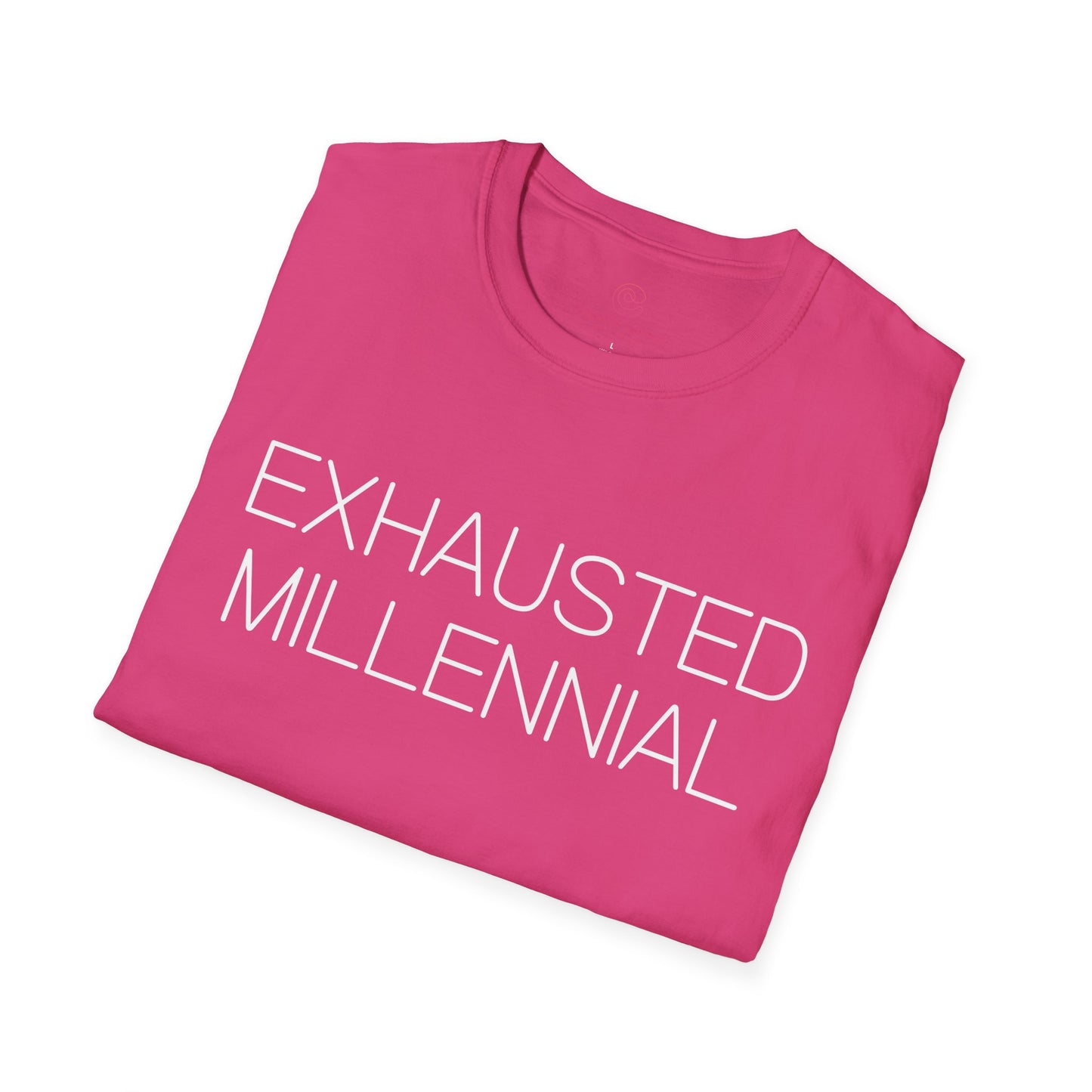 Exhausted Millennial Graphic Tee Funny Gift for Tired Adults and Coffee Lovers