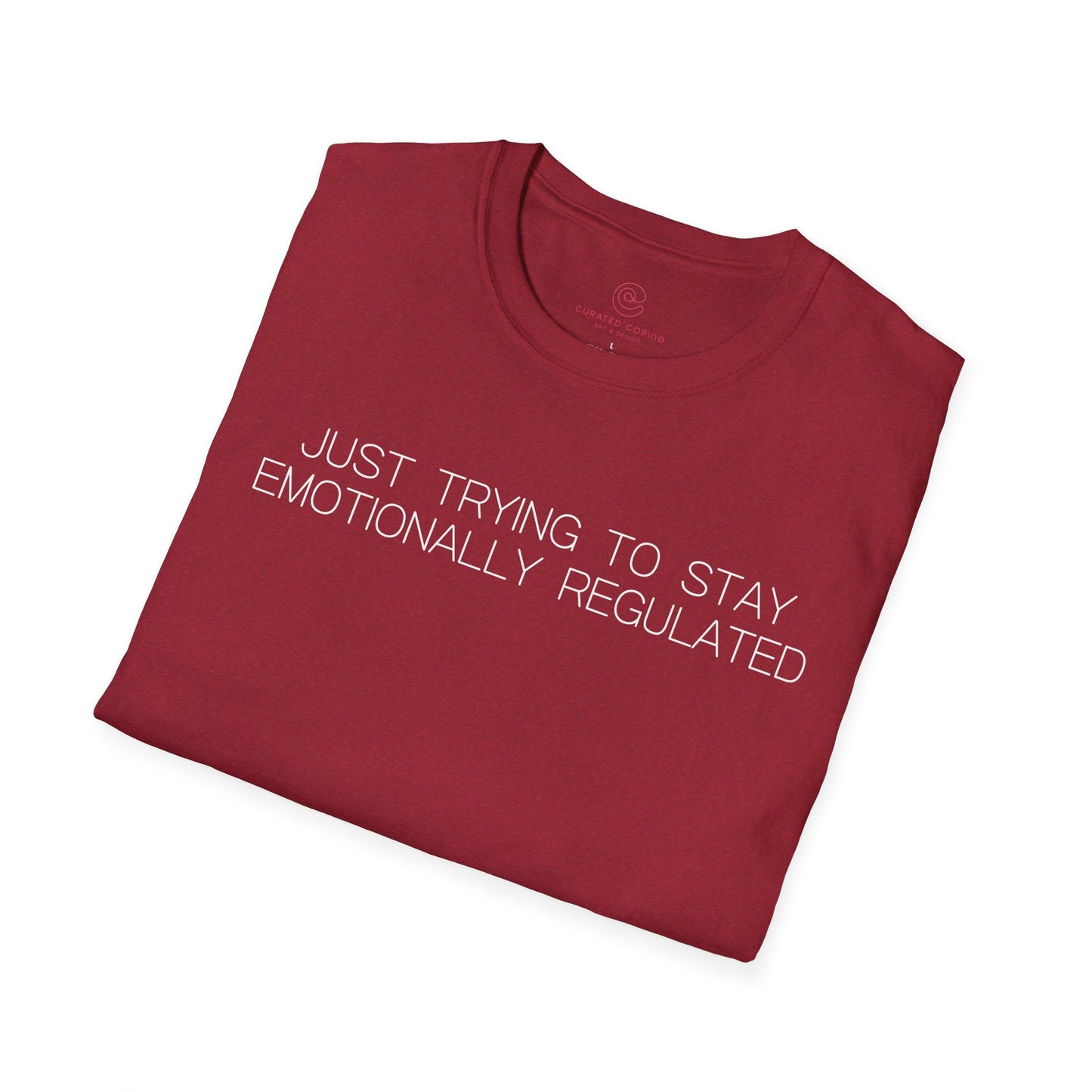 Just Trying To Stay Emotionally Regulated Graphic Tee Funny Gift for Overthinkers and Mood Managers