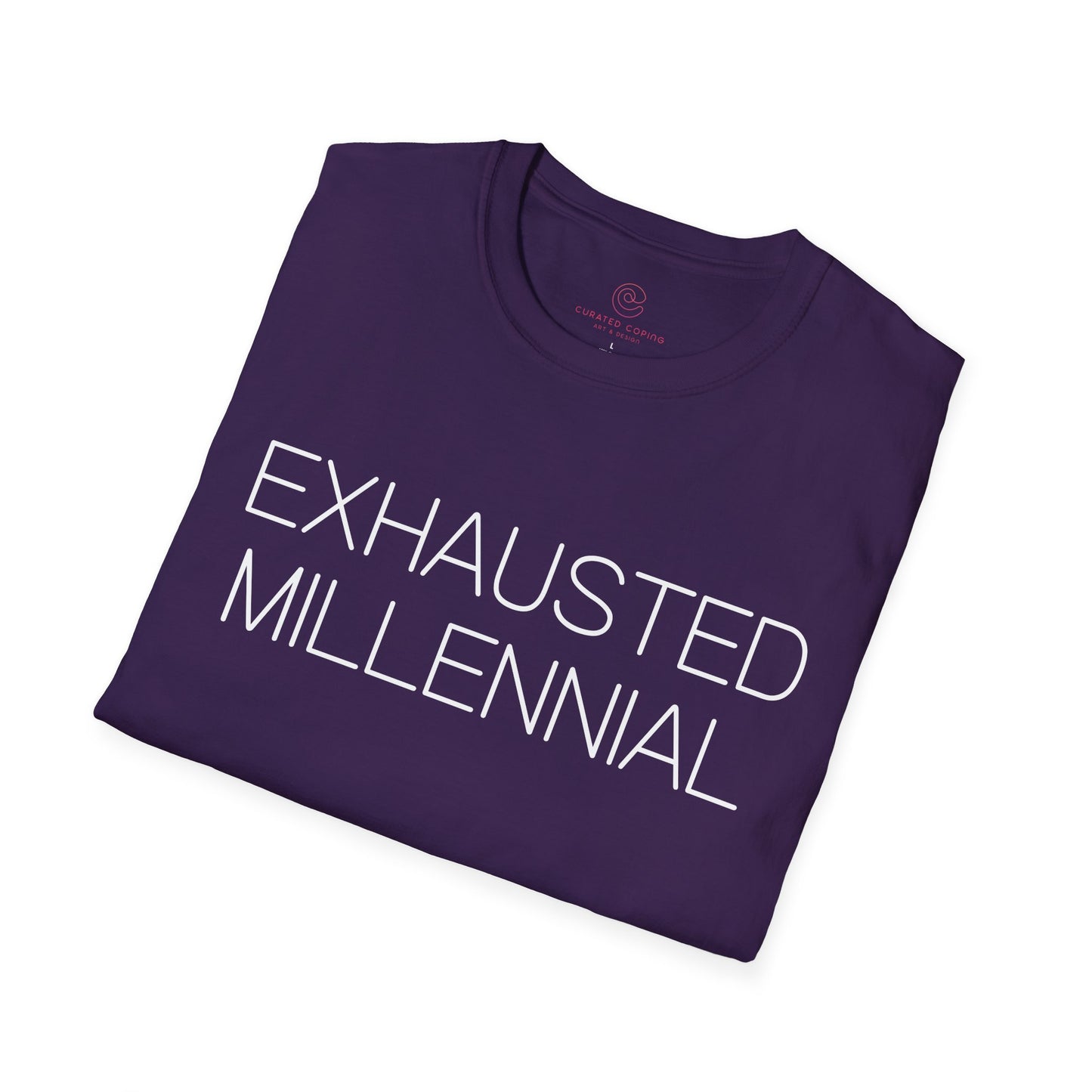 Exhausted Millennial Graphic Tee Funny Gift for Tired Adults and Coffee Lovers