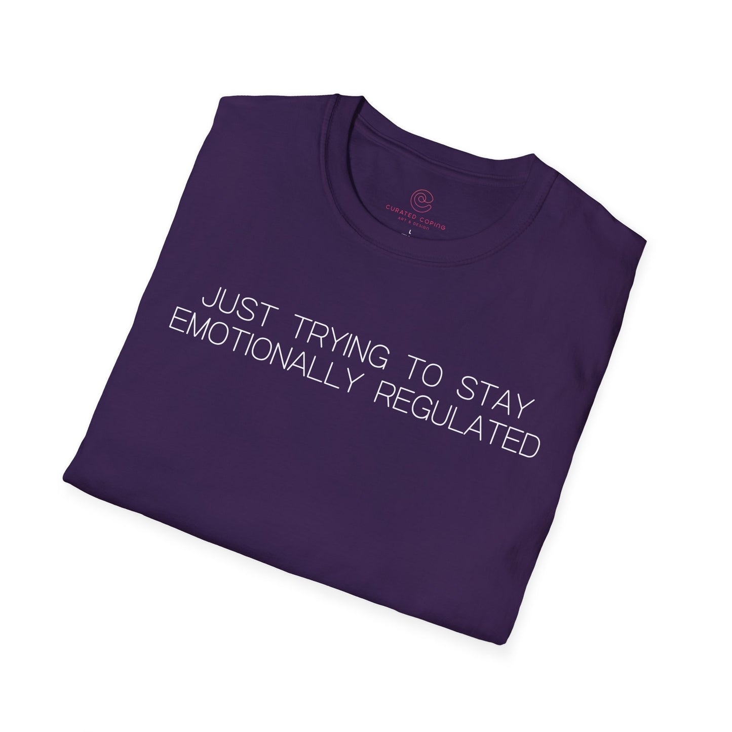 Just Trying To Stay Emotionally Regulated Graphic Tee Funny Gift for Overthinkers and Mood Managers