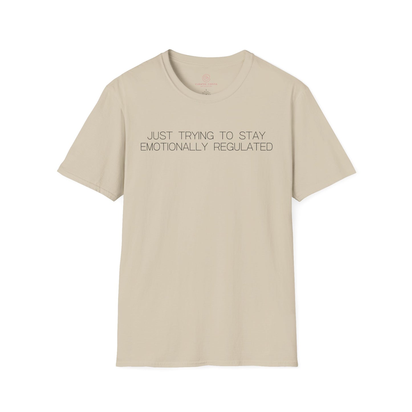 Just Trying To Stay Emotionally Regulated Graphic Tee Funny Gift for Overthinkers and Mood Managers