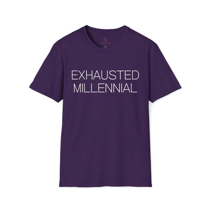 Exhausted Millennial Graphic Tee Funny Gift for Tired Adults and Coffee Lovers