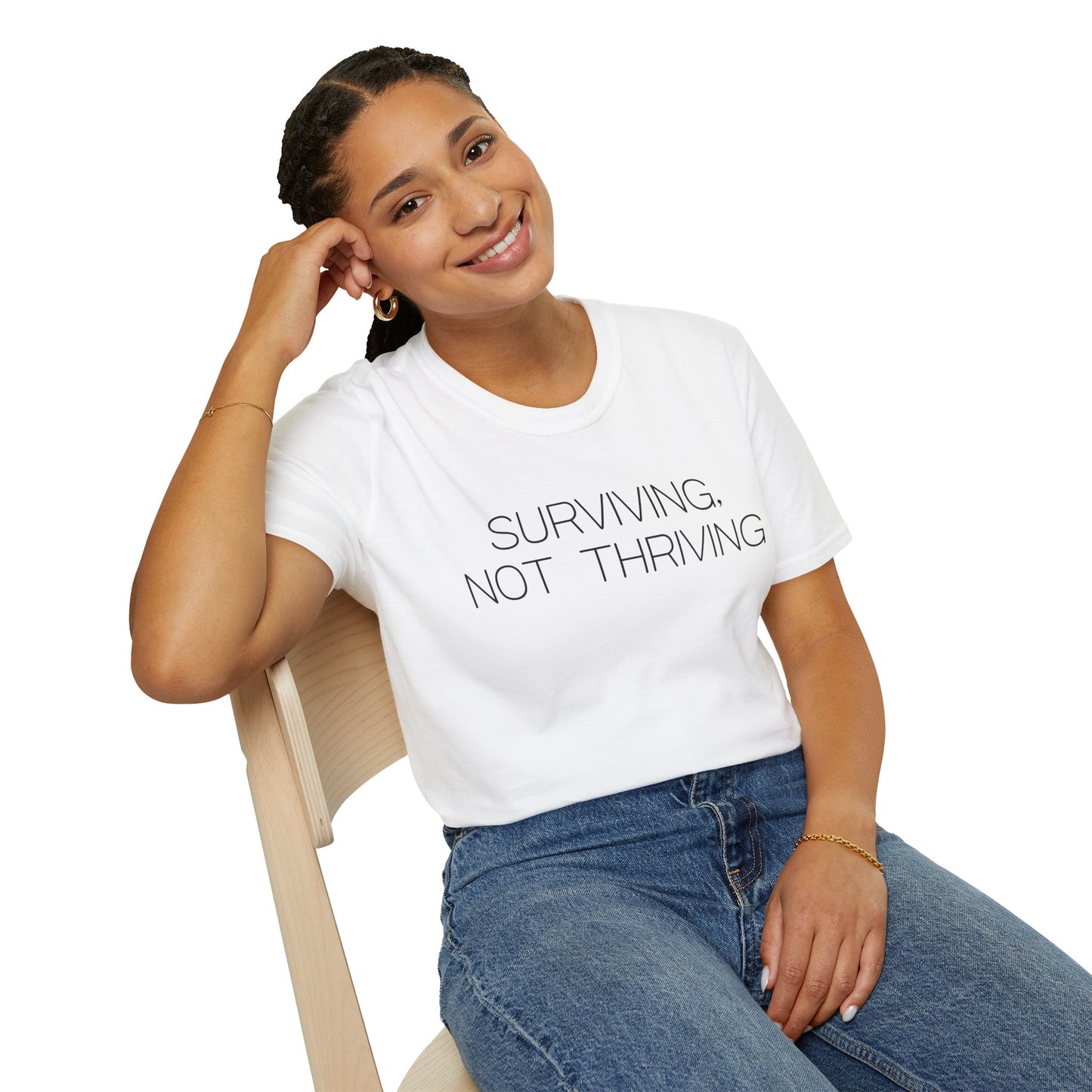 Surviving Not Thriving Graphic Tee Relatable Gift for Tired Souls and Humor Lovers