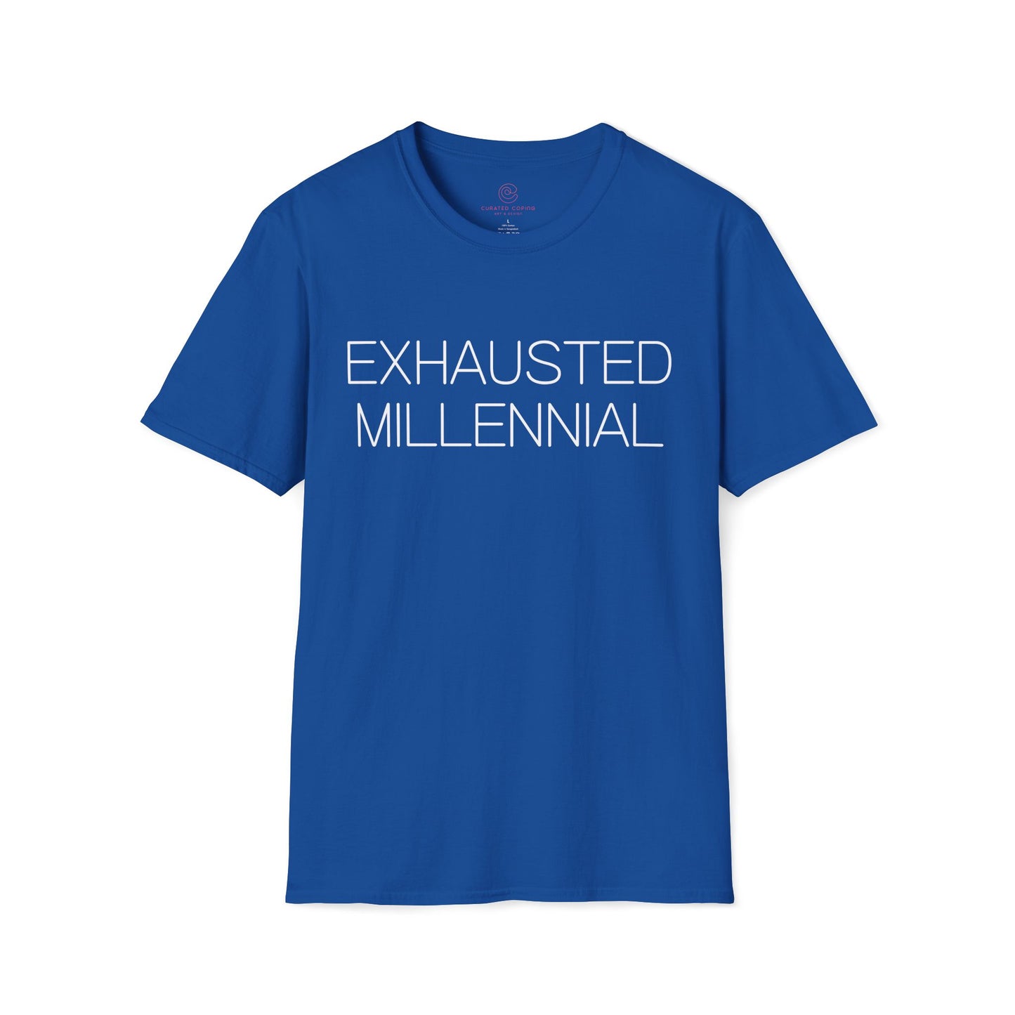 Exhausted Millennial Graphic Tee Funny Gift for Tired Adults and Coffee Lovers