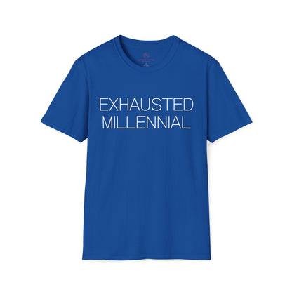 Exhausted Millennial Graphic Tee Funny Gift for Tired Adults and Coffee Lovers