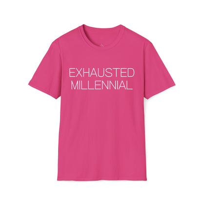 Exhausted Millennial Graphic Tee Funny Gift for Tired Adults and Coffee Lovers