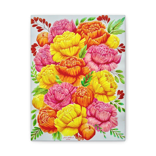 "Electric Spring" Floral Canvas Print 1.25" depth, Colorful Flower Wall Decor, Home Décor, Gift for Her, Spring Art, Vibrant Stretched Canvas Print