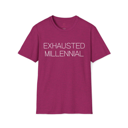 Exhausted Millennial Graphic Tee Funny Gift for Tired Adults and Coffee Lovers