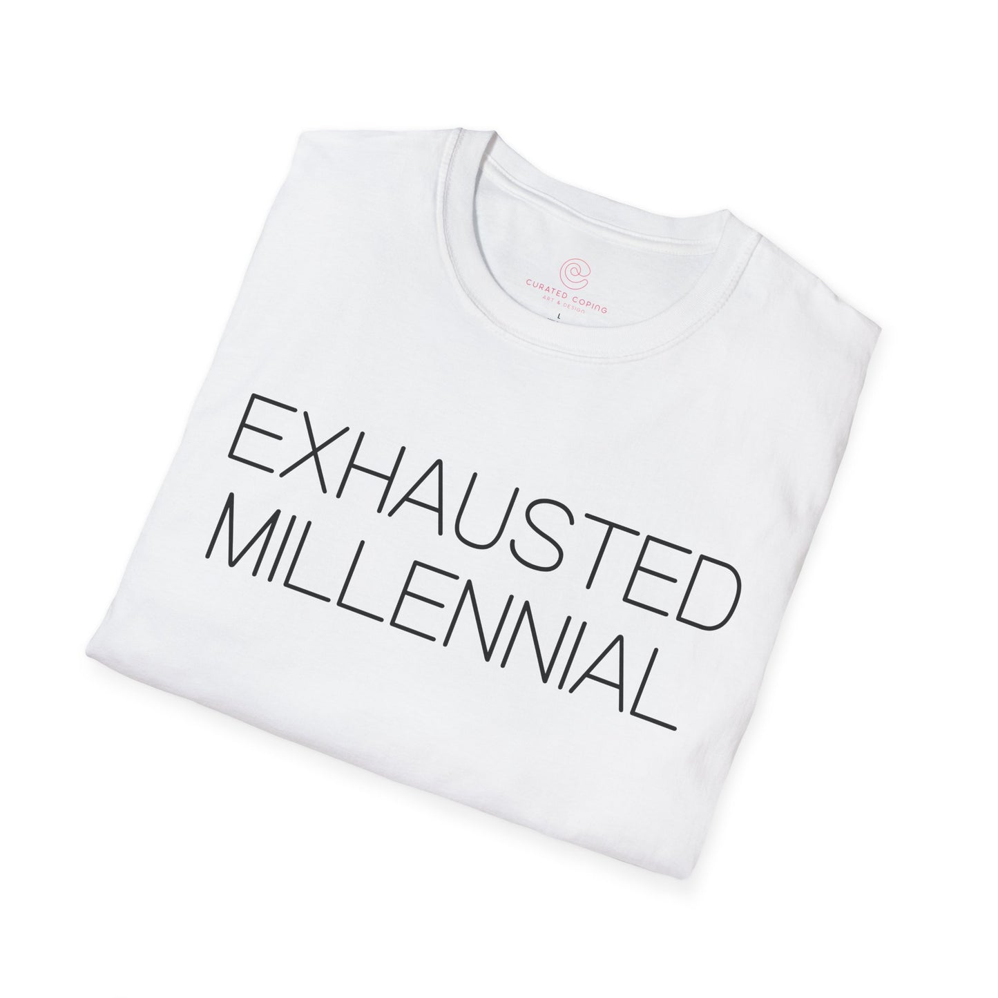 Exhausted Millennial Graphic Tee Funny Gift for Tired Adults and Coffee Lovers